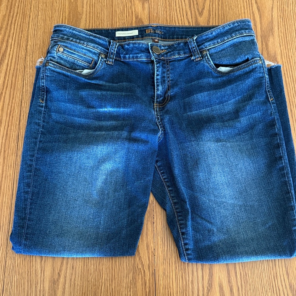 Kut from the cloth Mia toothpick skinny jeans size 14 - frayed -